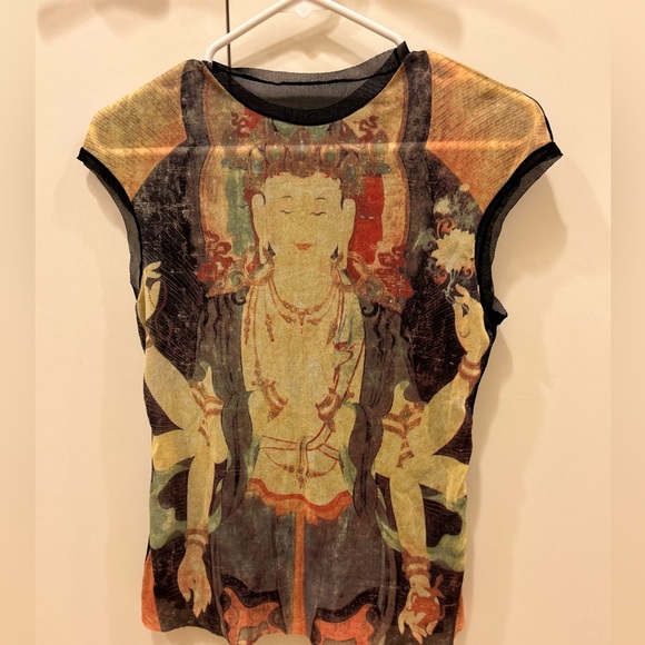 Vivienne tam mesh Buddha sleeveless top blouse Y2K retro vintage